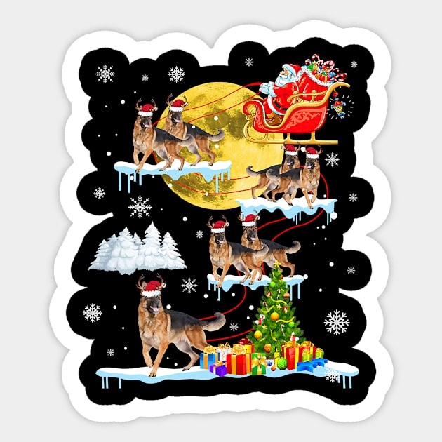 German Shepherd Dog Riding Santa Reindeer Christmas Sticker by EmilyCharlotty